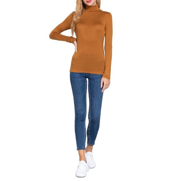 NWT- SOFT! Rayon Jersey Turtleneck, Caramel - Picture 4 of 4